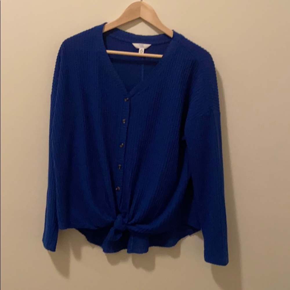 Royal blue waffle top
